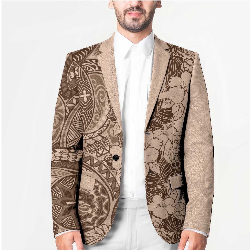 Polynesia Blazer Hibiscus Hawaiian Tribal Tattoo Retro Pink Pastel - Polynesian Pride