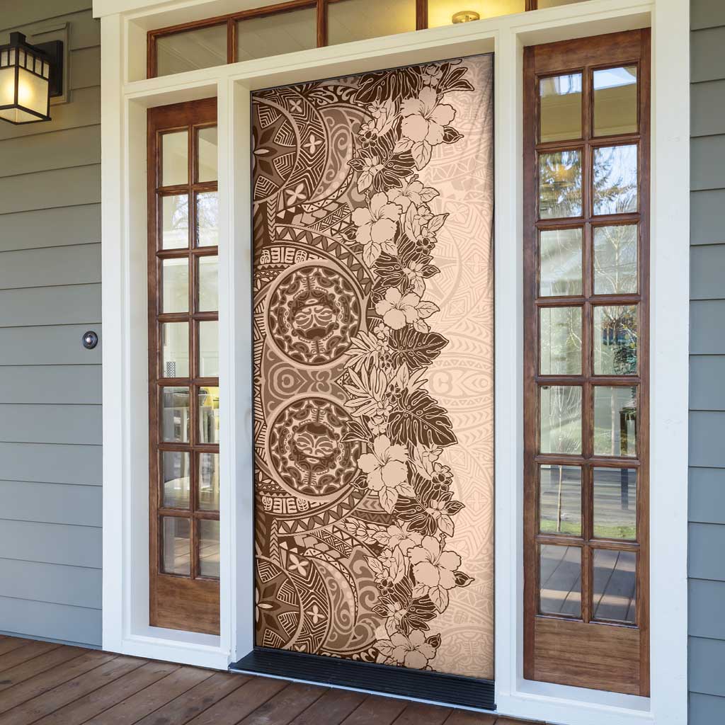 Polynesia Door Cover Hibiscus Hawaiian Tribal Tattoo Retro Pink Pastel LT9 - Polynesian Pride