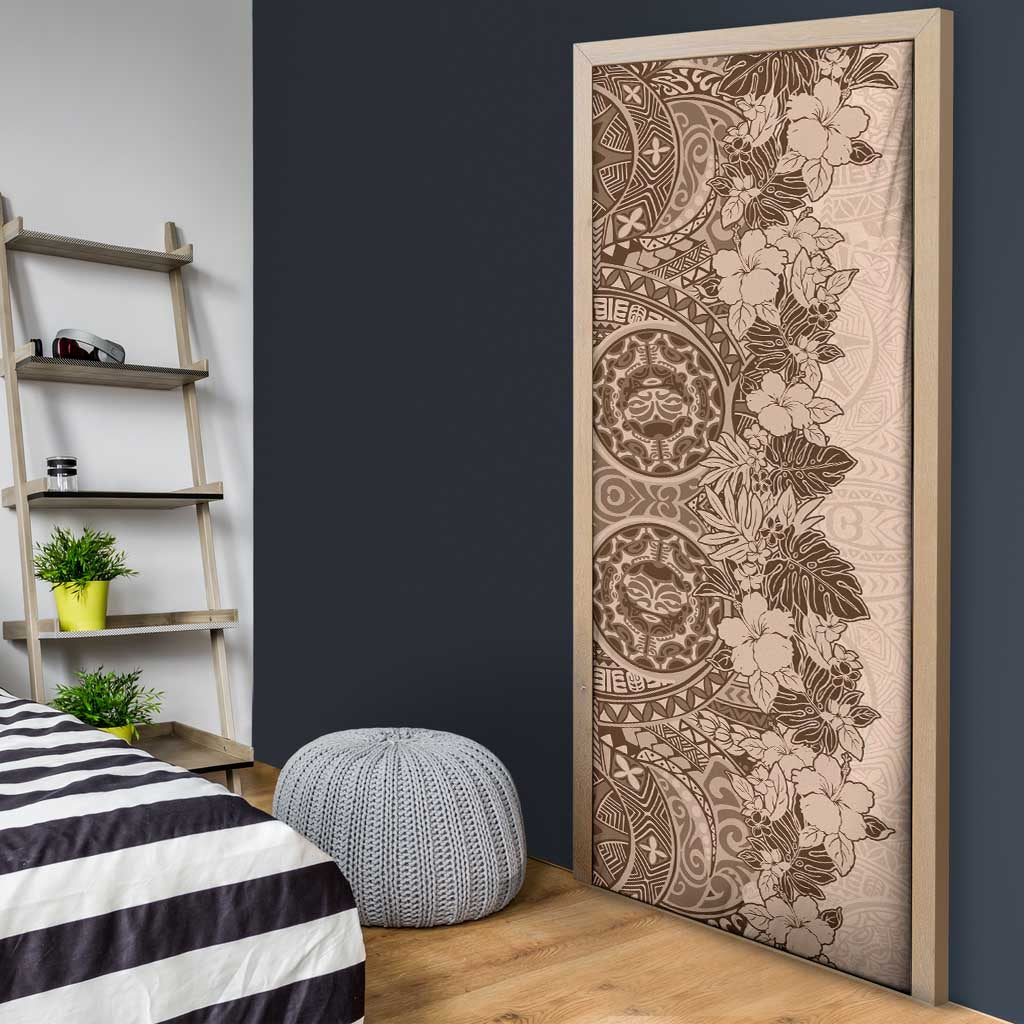 Polynesia Door Cover Hibiscus Hawaiian Tribal Tattoo Retro Pink Pastel LT9 - Polynesian Pride