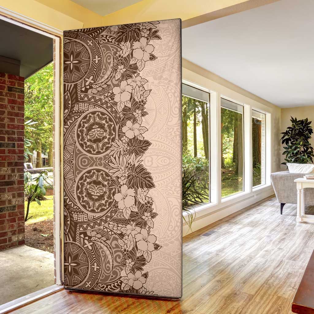 Polynesia Door Cover Hibiscus Hawaiian Tribal Tattoo Retro Pink Pastel LT9 - Polynesian Pride