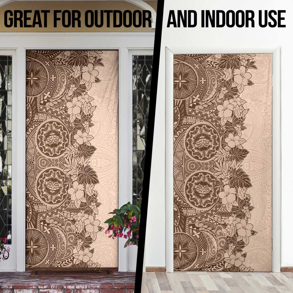 Polynesia Door Cover Hibiscus Hawaiian Tribal Tattoo Retro Pink Pastel LT9 - Polynesian Pride