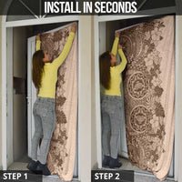 Polynesia Door Cover Hibiscus Hawaiian Tribal Tattoo Retro Pink Pastel LT9 - Polynesian Pride