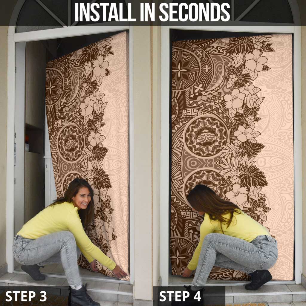 Polynesia Door Cover Hibiscus Hawaiian Tribal Tattoo Retro Pink Pastel LT9 - Polynesian Pride