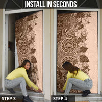 Polynesia Door Cover Hibiscus Hawaiian Tribal Tattoo Retro Pink Pastel LT9 - Polynesian Pride