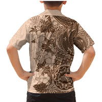 Polynesia Family Matching Mermaid Dress and Hawaiian Shirt Hibiscus and Hawaiian Tribal Tattoo Retro Style Pink Pastel LT9 - Polynesian Pride