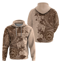 Polynesia Hoodie Hibiscus and Hawaiian Tribal Tattoo Retro Style Pink Pastel LT9 - Polynesian Pride