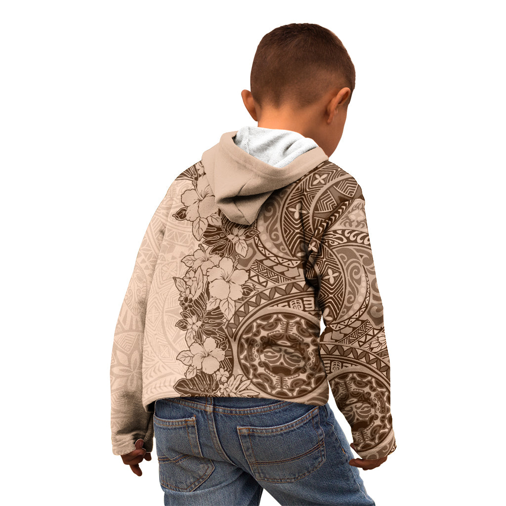 Polynesia Kid Hoodie Hibiscus and Hawaiian Tribal Tattoo Retro Style Pink Pastel LT9 - Polynesian Pride