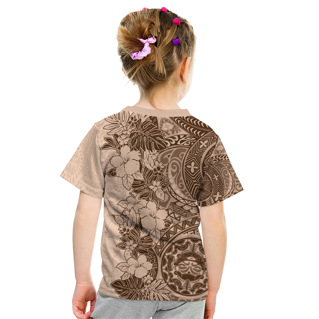 Polynesia Kid T Shirt Hibiscus and Hawaiian Tribal Tattoo Retro Style Pink Pastel LT9 - Polynesian Pride