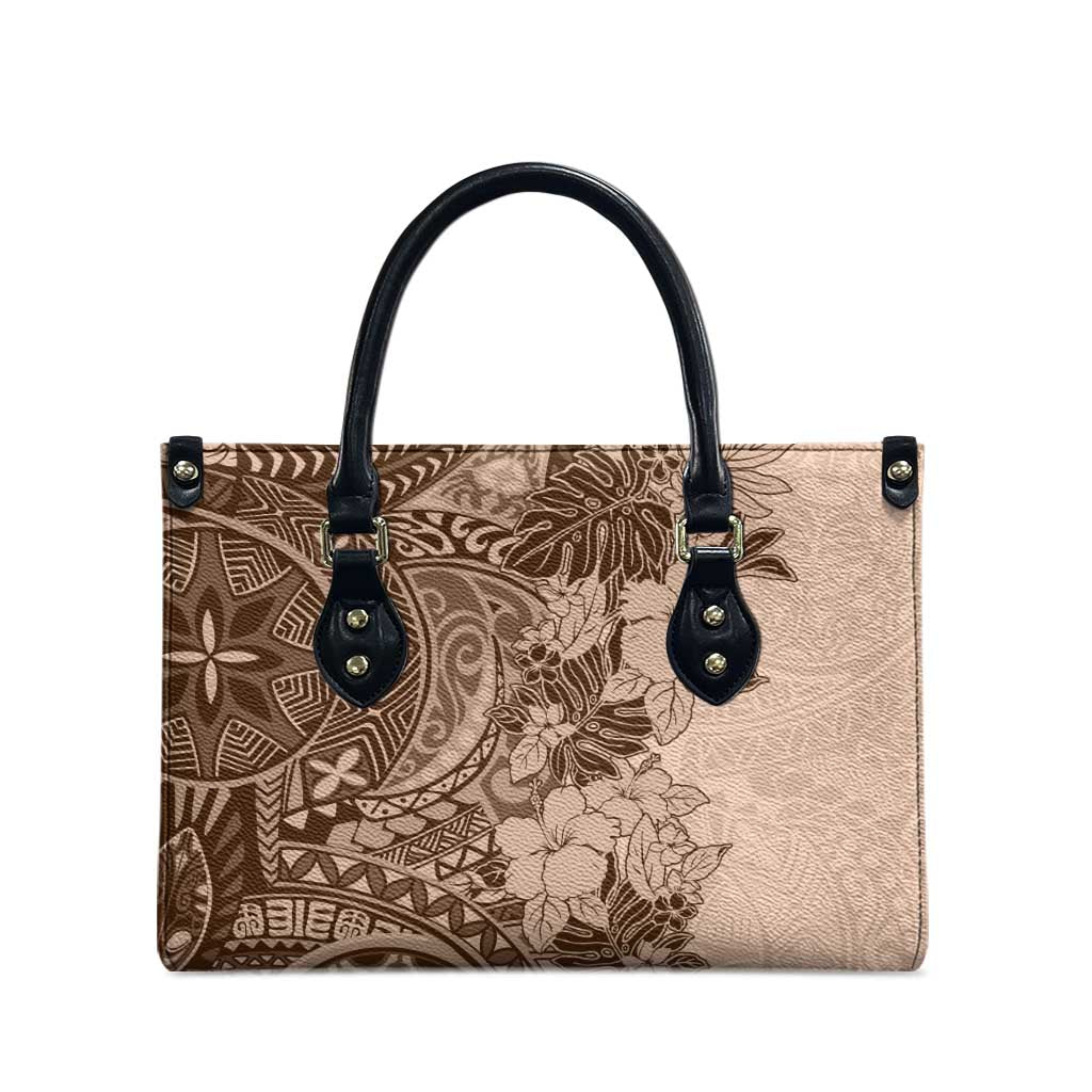 Polynesia Leather Bag Hibiscus Hawaiian Tribal Tattoo Retro Pink Pastel - Polynesian Pride
