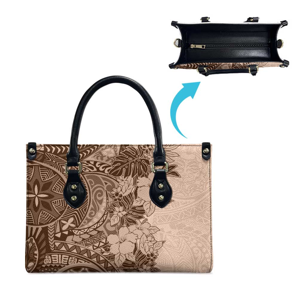 Polynesia Leather Bag Hibiscus Hawaiian Tribal Tattoo Retro Pink Pastel - Polynesian Pride