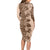 Polynesia Long Sleeve Bodycon Dress Hibiscus and Hawaiian Tribal Tattoo Retro Style Pink Pastel LT9 - Polynesian Pride