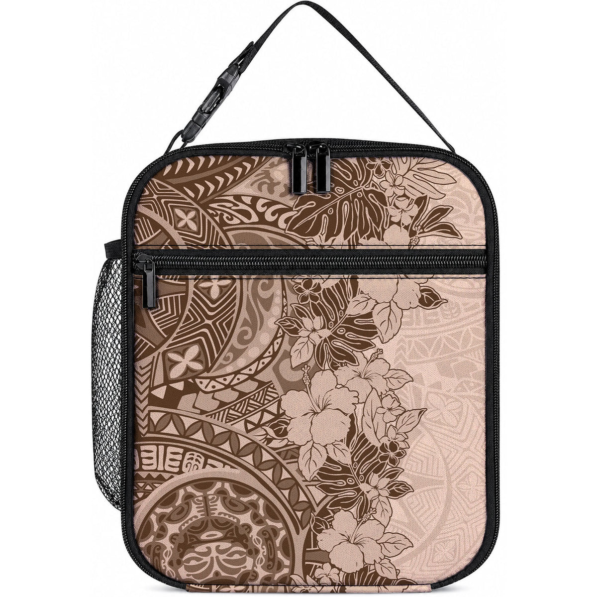 Polynesia Lunch Bag Hibiscus and Hawaiian Tribal Tattoo Retro Style Pink Pastel LT9 10.2 × 8.3 × 4.3 inch Pink Pastel - Polynesian Pride
