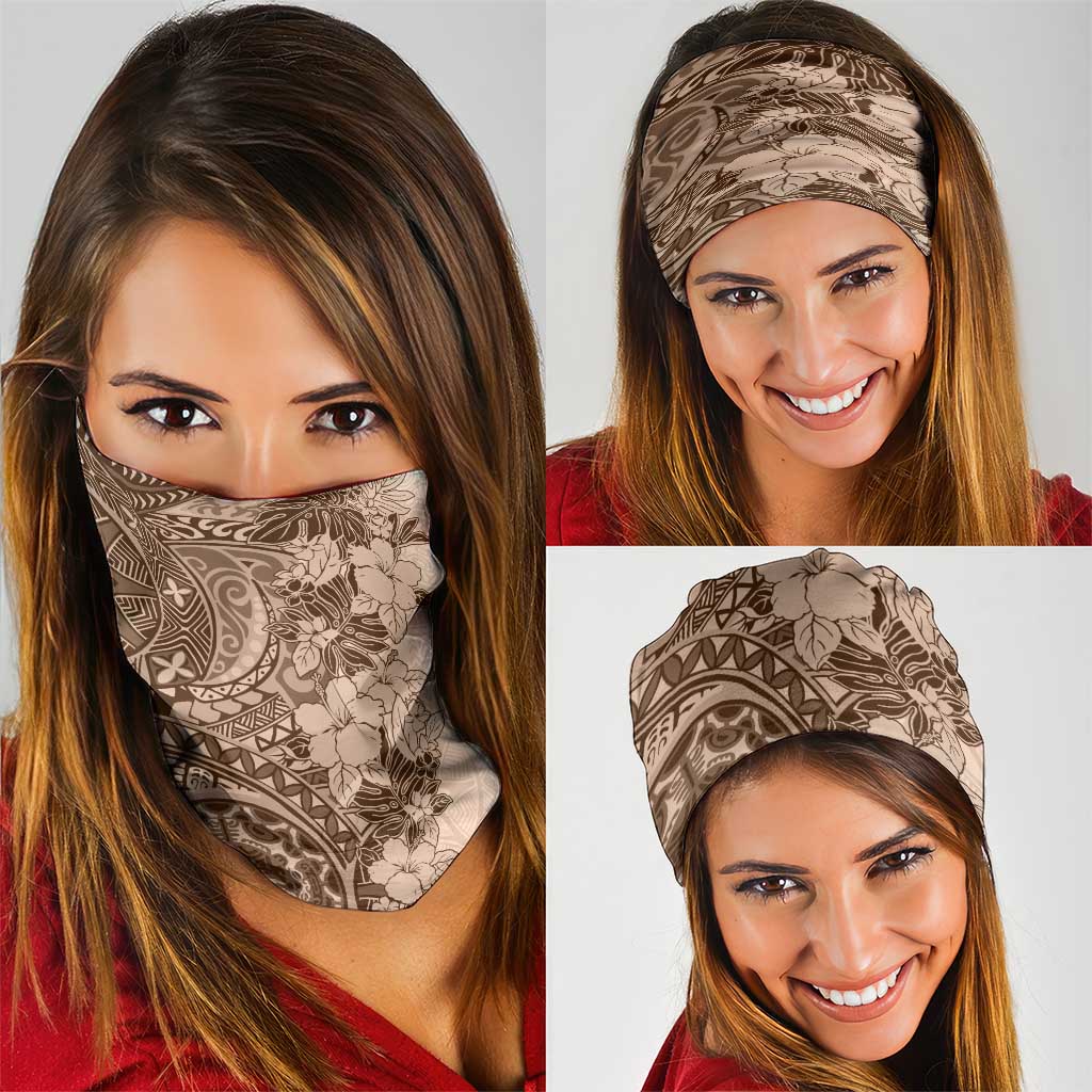 Polynesia Neck Gaiter Hibiscus Hawaiian Tribal Tattoo Retro Pink Pastel - Polynesian Pride
