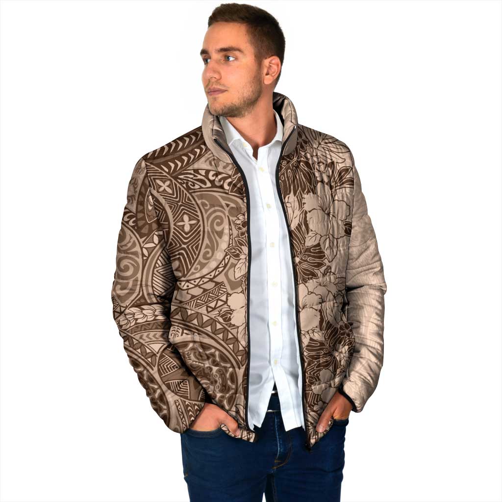 Polynesia Padded Jacket Hibiscus Hawaiian Tribal Tattoo Retro Pink Pastel - Polynesian Pride