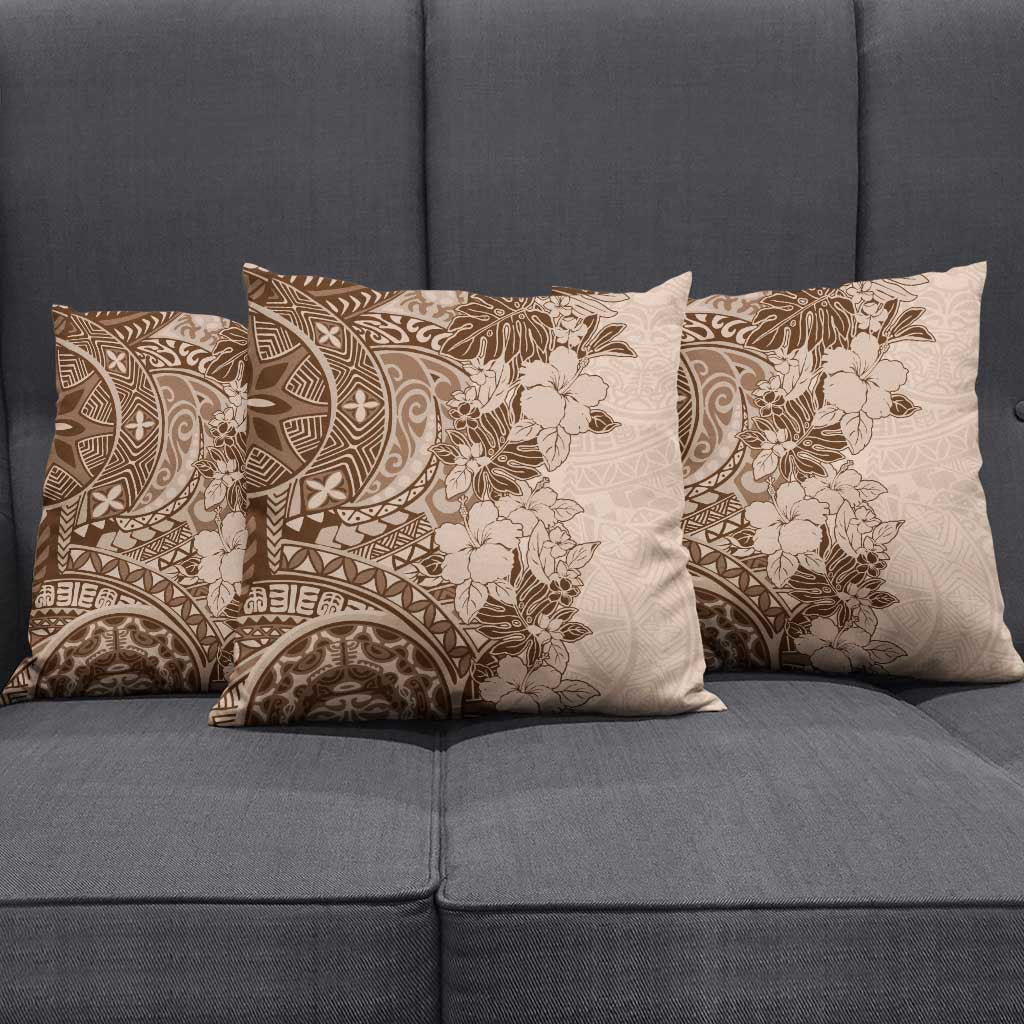 Polynesia Pillow Cover Hibiscus Hawaiian Tribal Tattoo Retro Pink Pastel - Polynesian Pride