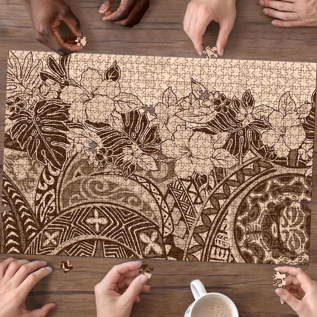 Polynesia Puzzle Hibiscus Hawaiian Tribal Tattoo Retro Pink Pastel - Polynesian Pride