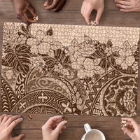 Polynesia Puzzle Hibiscus Hawaiian Tribal Tattoo Retro Pink Pastel - Polynesian Pride