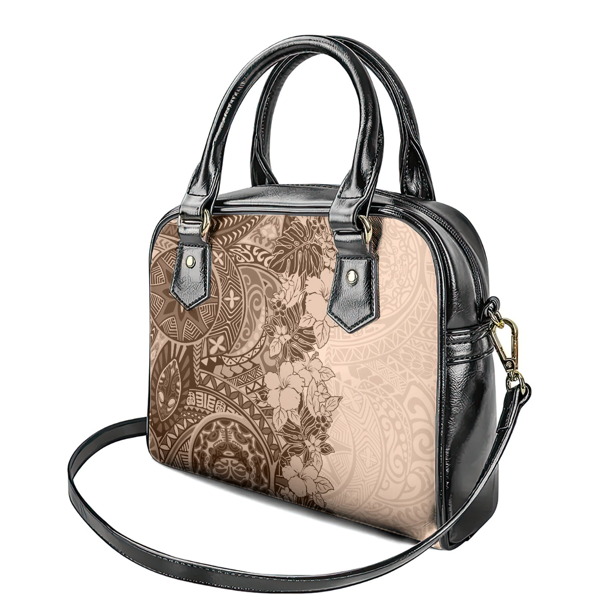 Polynesia Shoulder Handbag Hibiscus and Hawaiian Tribal Tattoo Retro Style Pink Pastel LT9 - Polynesian Pride