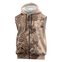 Polynesia Sleeveless Zip Hoodie Hibiscus Hawaiian Tribal Tattoo Retro Pink Pastel - Polynesian Pride