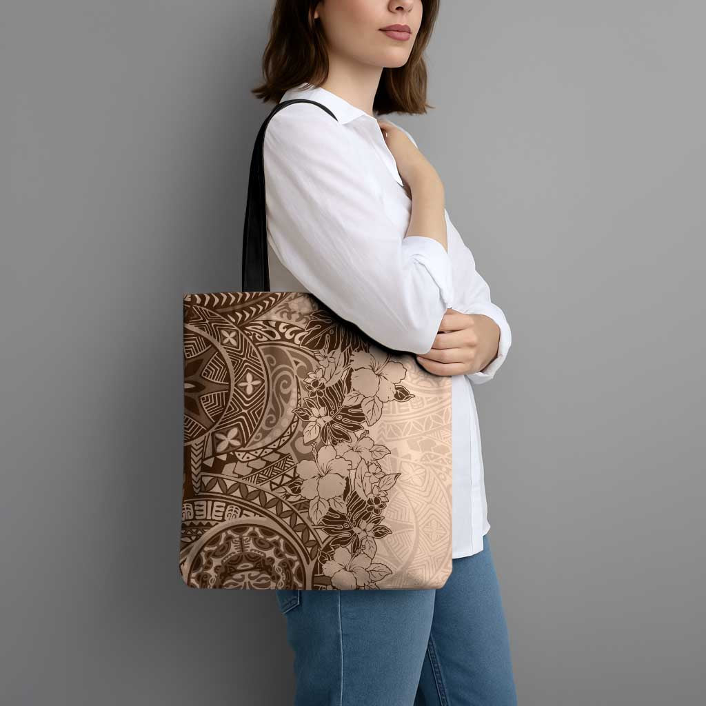 Polynesia Tote Bag Hibiscus Hawaiian Tribal Tattoo Retro Pink Pastel - Polynesian Pride