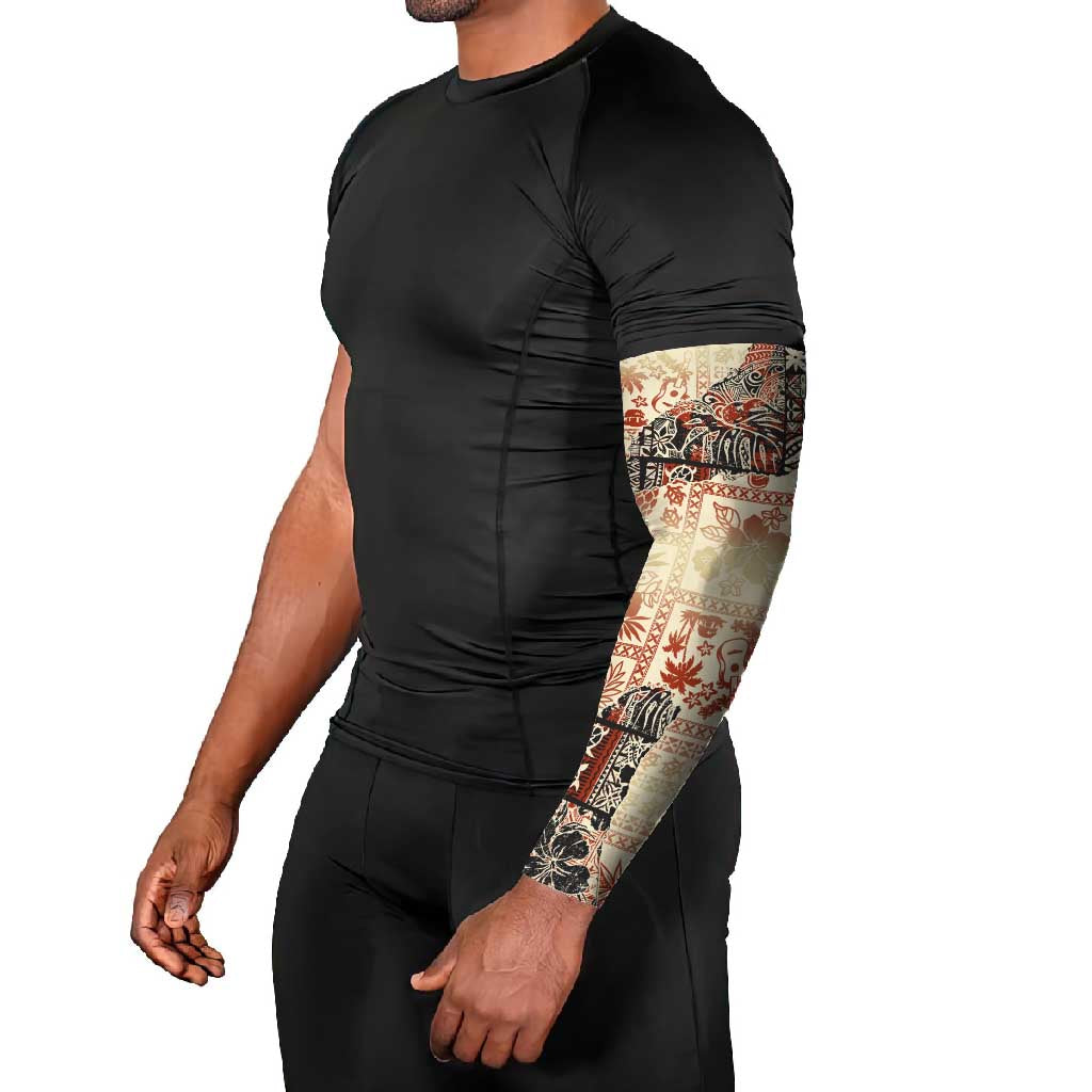 Hawaii Beige Version Arm Sleeves Aloha Tribal Pattern - Polynesian Pride