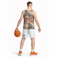 Hawaii Beige Version Basketball Jersey Aloha Tribal Pattern - Polynesian Pride