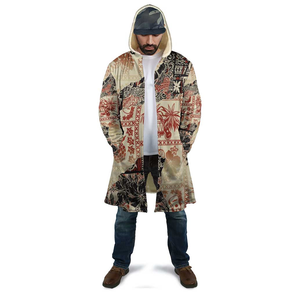 Hawaii Beige Version Cloak Aloha Tribal Pattern - Polynesian Pride