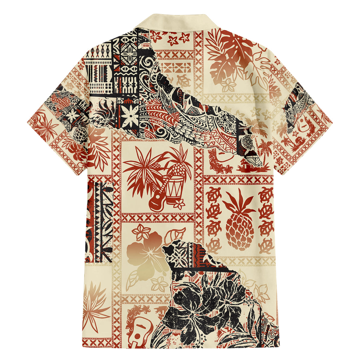Hawaii Family Matching Off Shoulder Maxi Dress and Hawaiian Shirt Aloha Tribal Pattern Beige Version LT9 - Polynesian Pride
