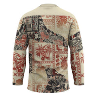Hawaii Beige Version Hockey Jersey Aloha Tribal Pattern LT9 - Polynesian Pride