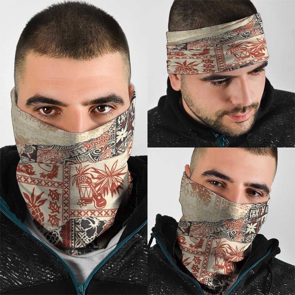 Hawaii Beige Version Neck Gaiter Aloha Tribal Pattern - Polynesian Pride