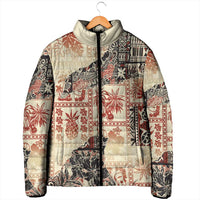 Hawaii Beige Version Padded Jacket Aloha Tribal Pattern - Polynesian Pride