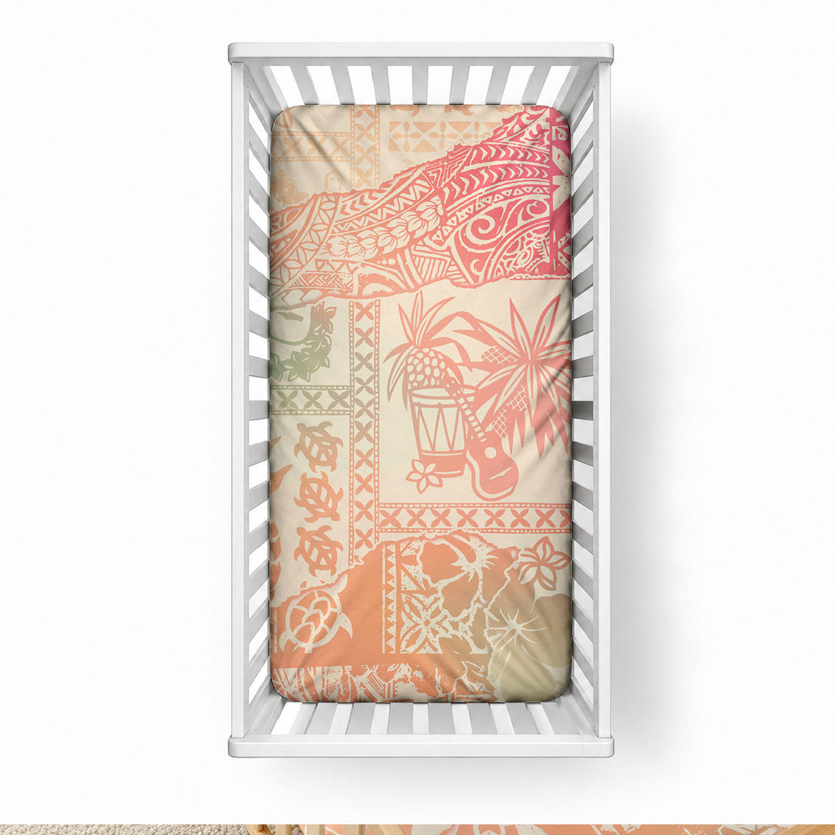 Hawaii Baby Bed Cover Aloha Tribal Pattern Sweat Pink Ombre LT9 28 × 52 in Pink - Polynesian Pride