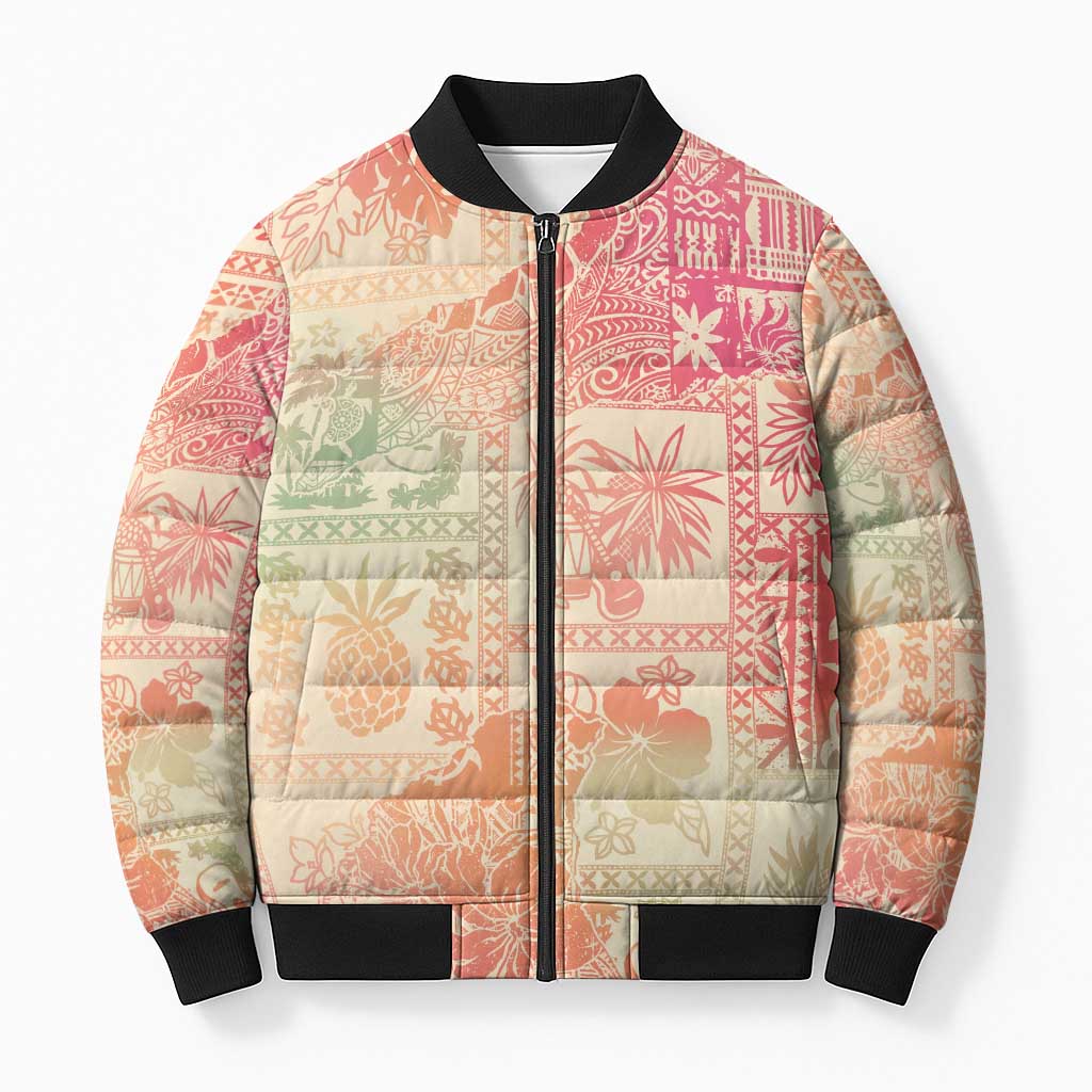 Hawaii Sweat Pink Ombre Bomber Puffer Jacket Aloha Tribal Pattern - Polynesian Pride