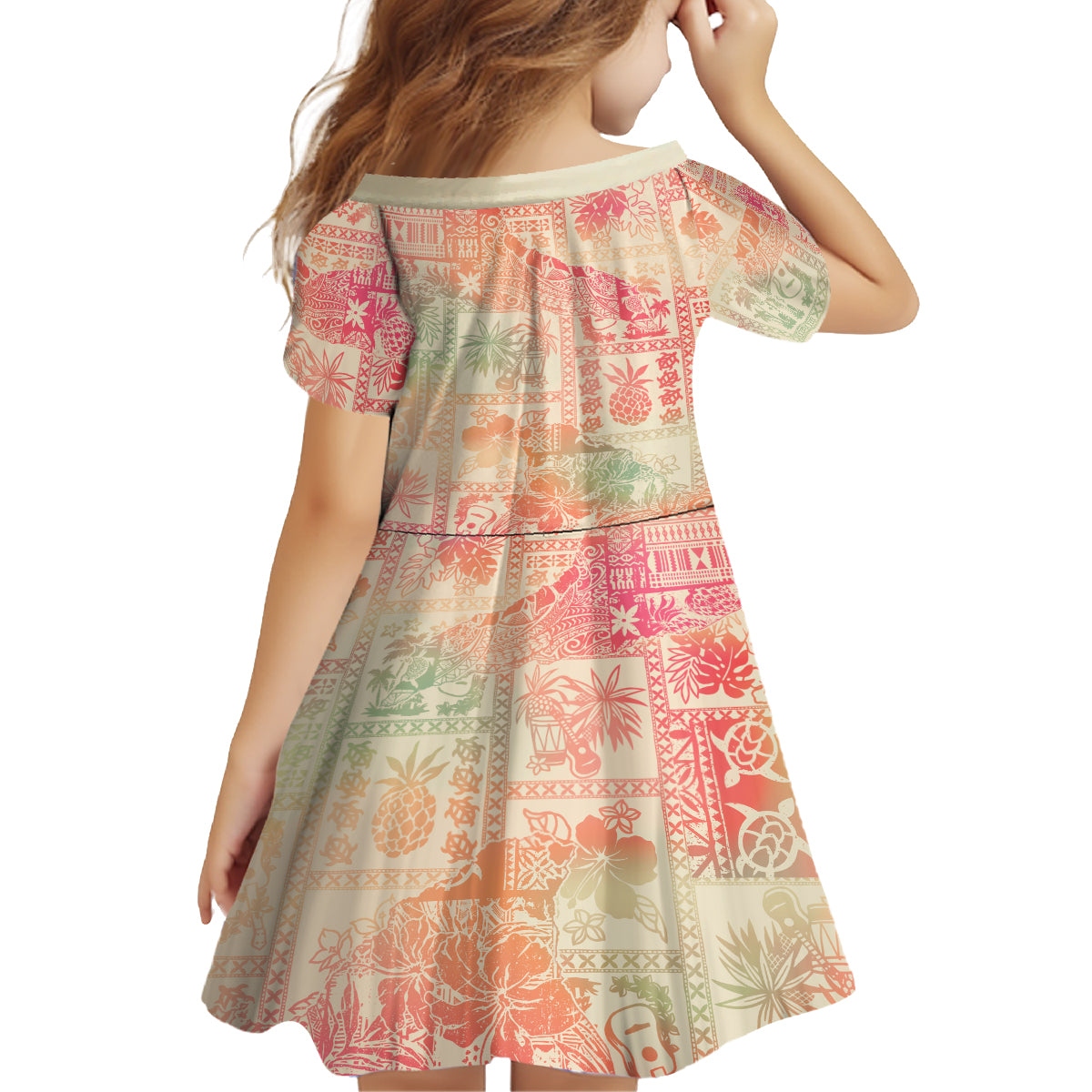 Hawaii Family Matching Tank Maxi Dress and Hawaiian Shirt Aloha Tribal Pattern Sweat Pink Ombre LT9 - Polynesian Pride