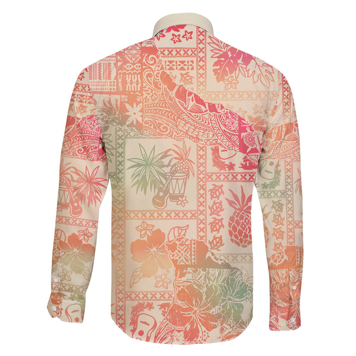 Hawaii Family Matching Tank Maxi Dress and Hawaiian Shirt Aloha Tribal Pattern Sweat Pink Ombre LT9 - Polynesian Pride