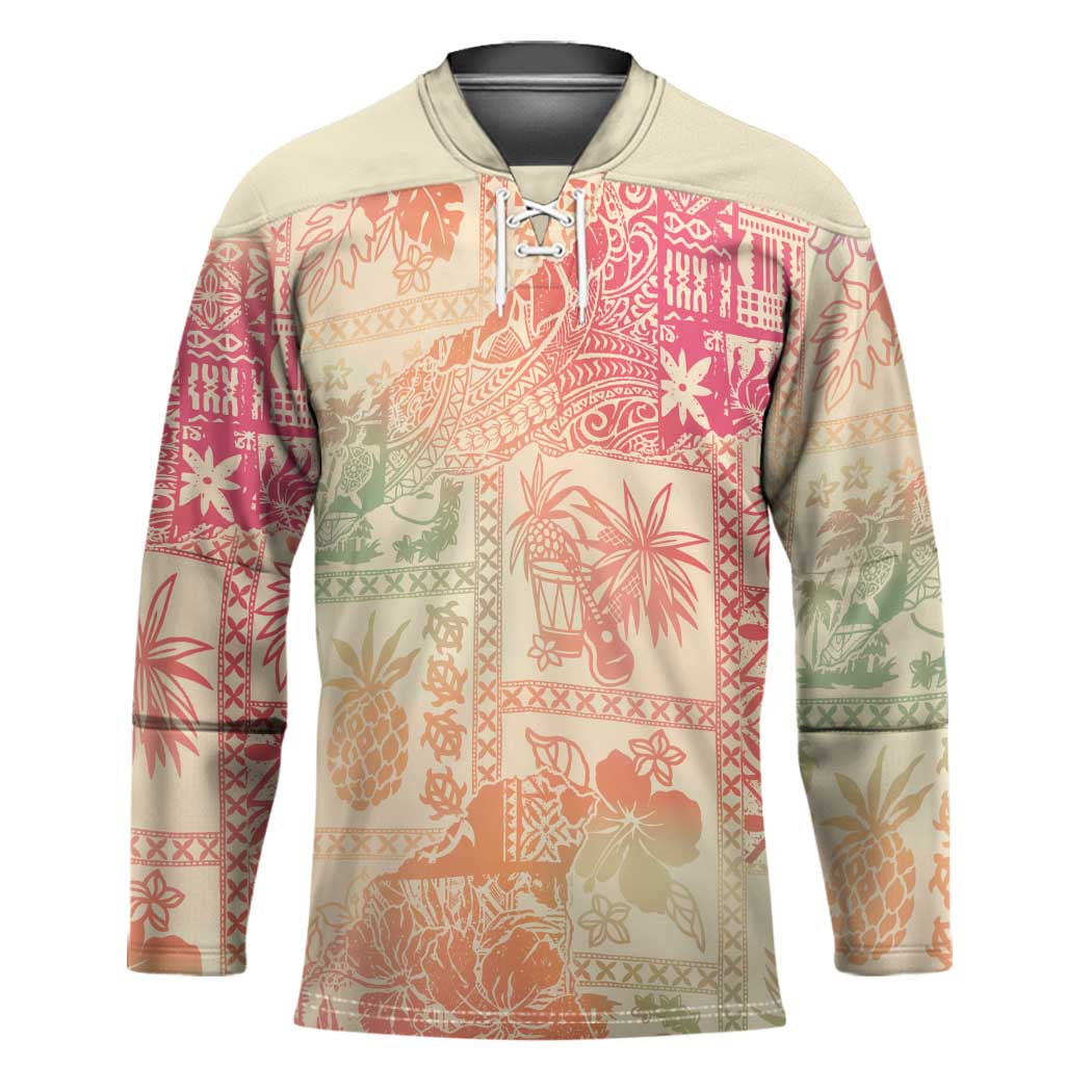 Hawaii Sweat Pink Ombre Hockey Jersey Aloha Tribal Pattern - Polynesian Pride