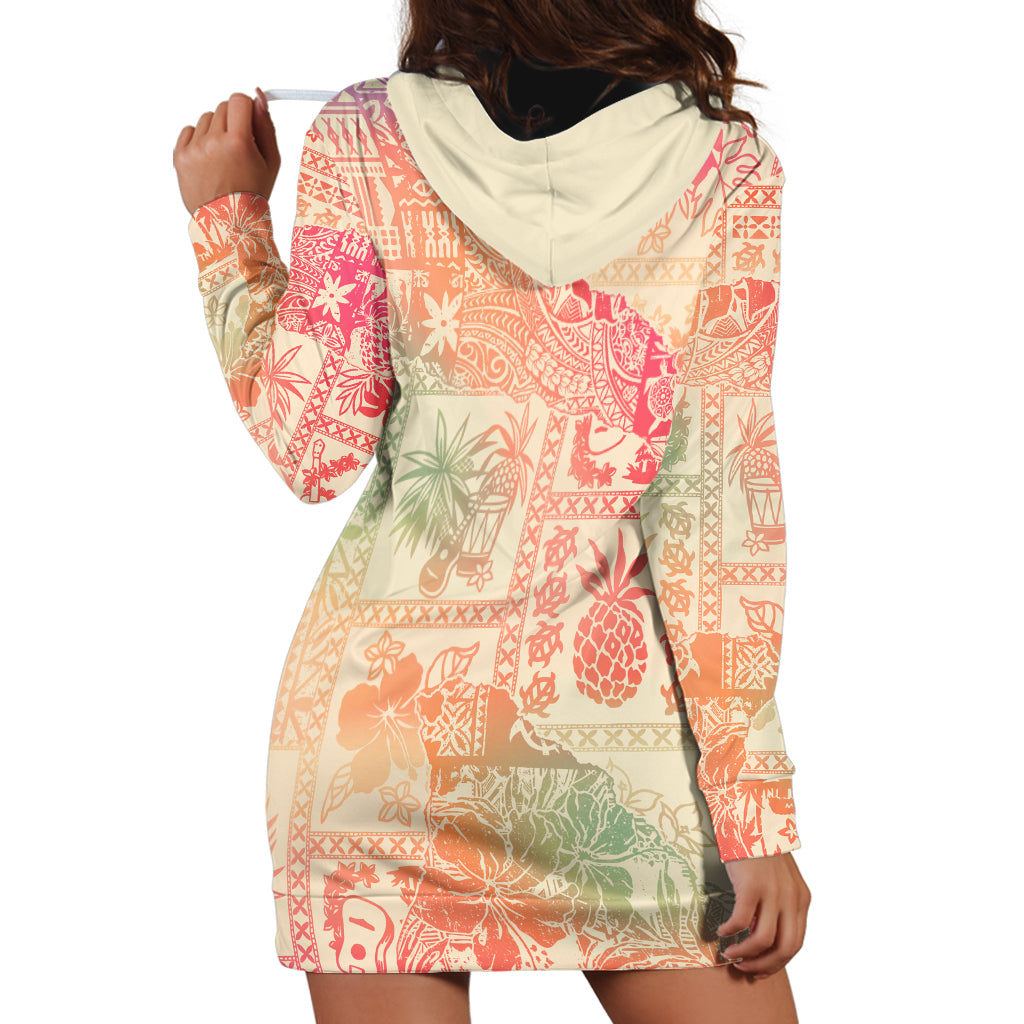 Hawaii Hoodie Dress Aloha Tribal Pattern Sweat Pink Ombre LT9 - Polynesian Pride