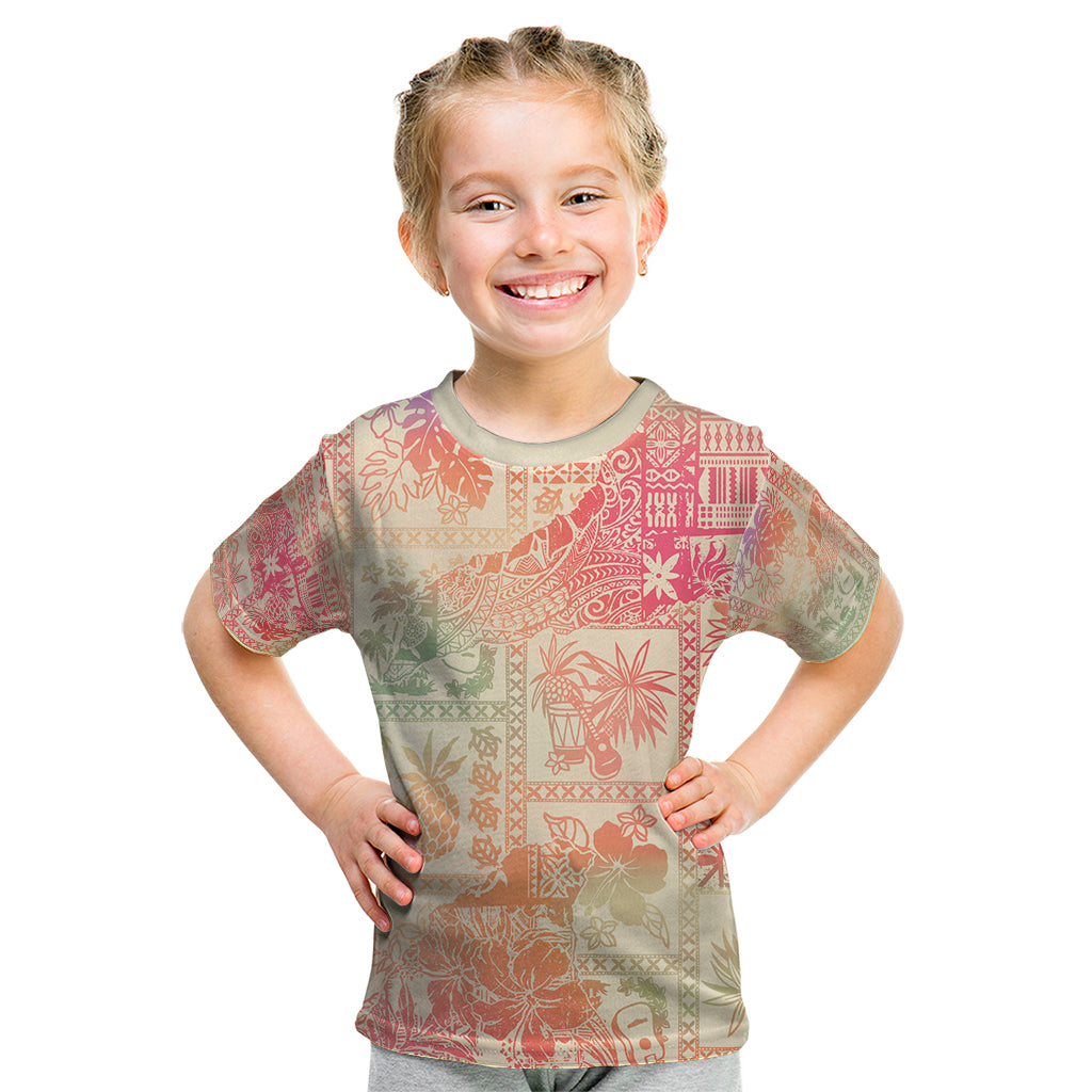 Hawaii Kid T Shirt Aloha Tribal Pattern Sweat Pink Ombre LT9 Pink - Polynesian Pride