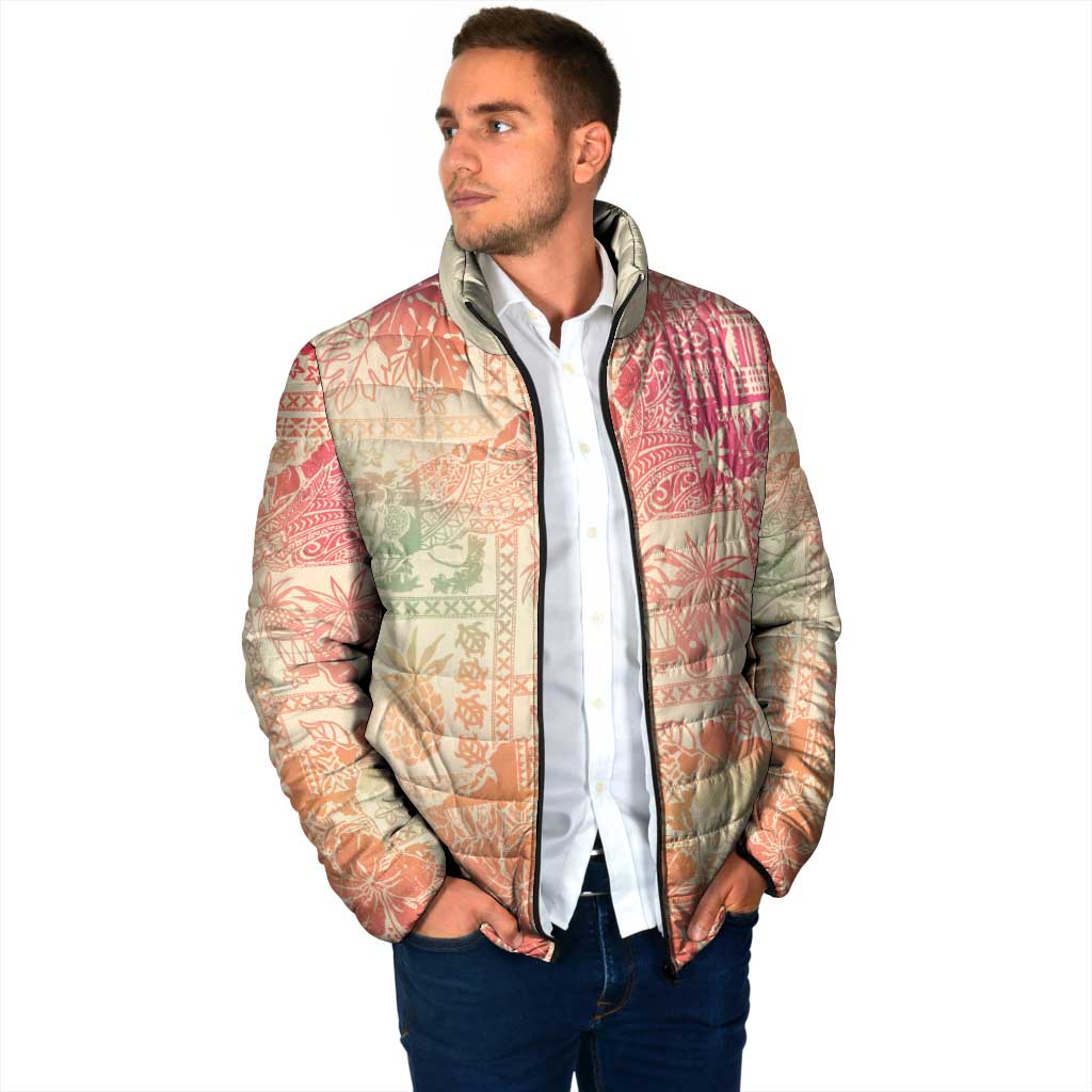 Hawaii Sweat Pink Ombre Padded Jacket Aloha Tribal Pattern - Polynesian Pride