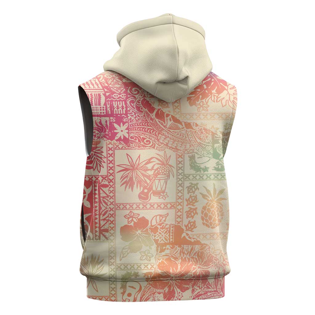 Hawaii Sweat Pink Ombre Sleeveless Hoodie Aloha Tribal Pattern - Polynesian Pride
