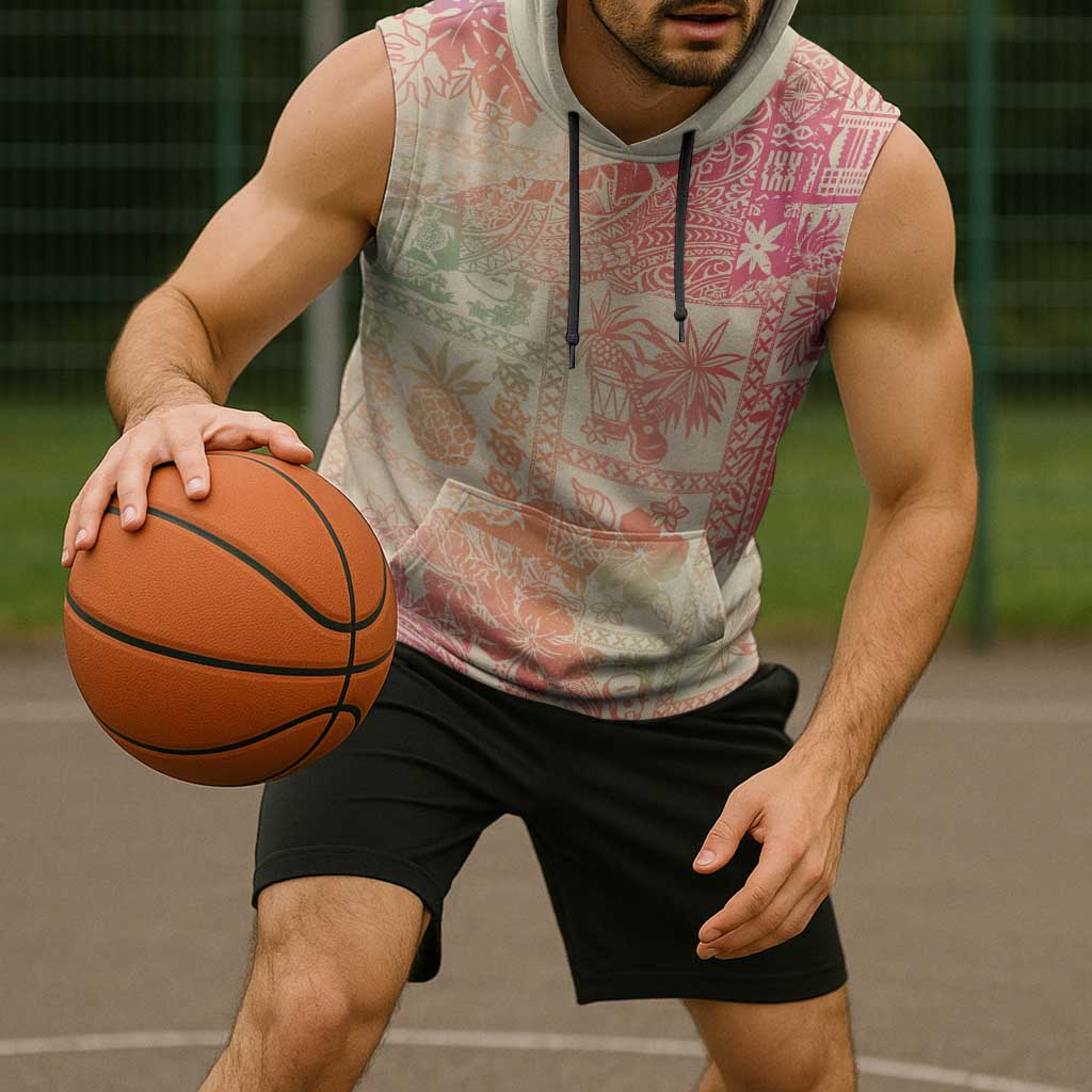 Hawaii Sweat Pink Ombre Sleeveless Hoodie Aloha Tribal Pattern - Polynesian Pride