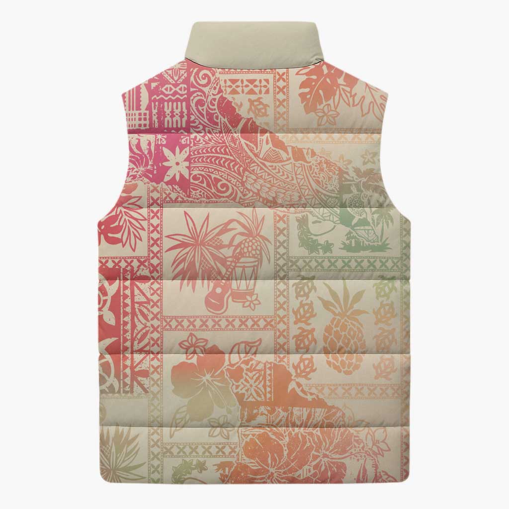 Hawaii Sweat Pink Ombre Sleeveless Puffer Jacket Aloha Tribal Pattern - Polynesian Pride