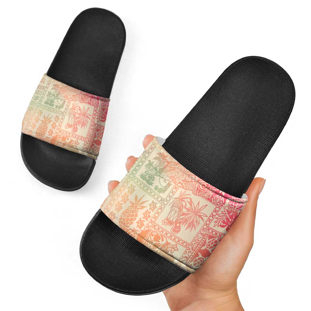 Hawaii Sweat Pink Ombre Slide Sandals Aloha Tribal Pattern - Polynesian Pride