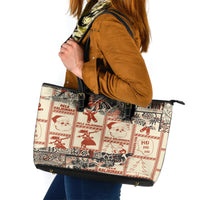 Aloha Hawaii Christmas Leather Tote Bag Mele Kalikimaka Tapa Tribal Retro Style LT9 Beige - Polynesian Pride