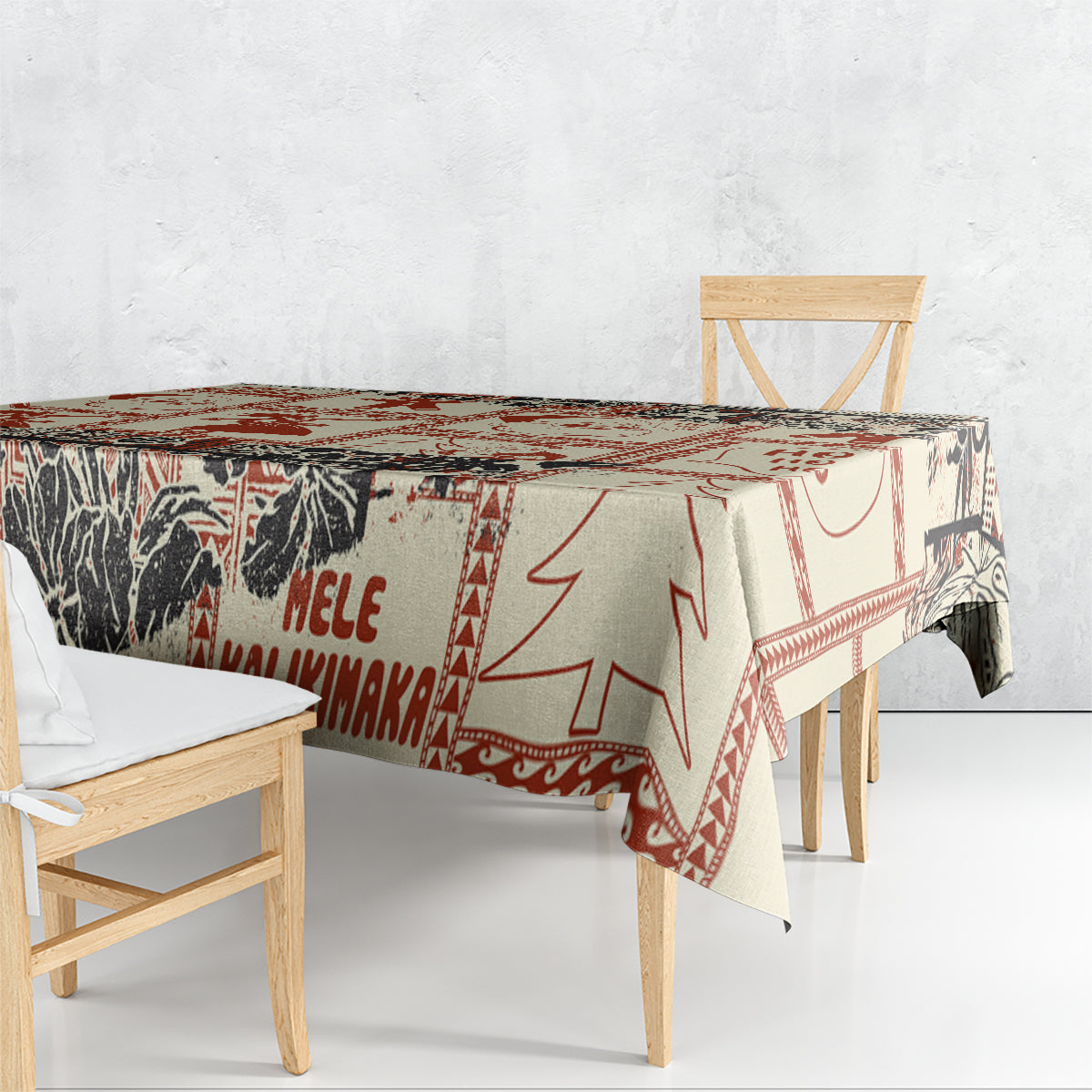 Aloha Hawaii Christmas Tablecloth Mele Kalikimaka Tapa Tribal Retro Style LT9 - Polynesian Pride