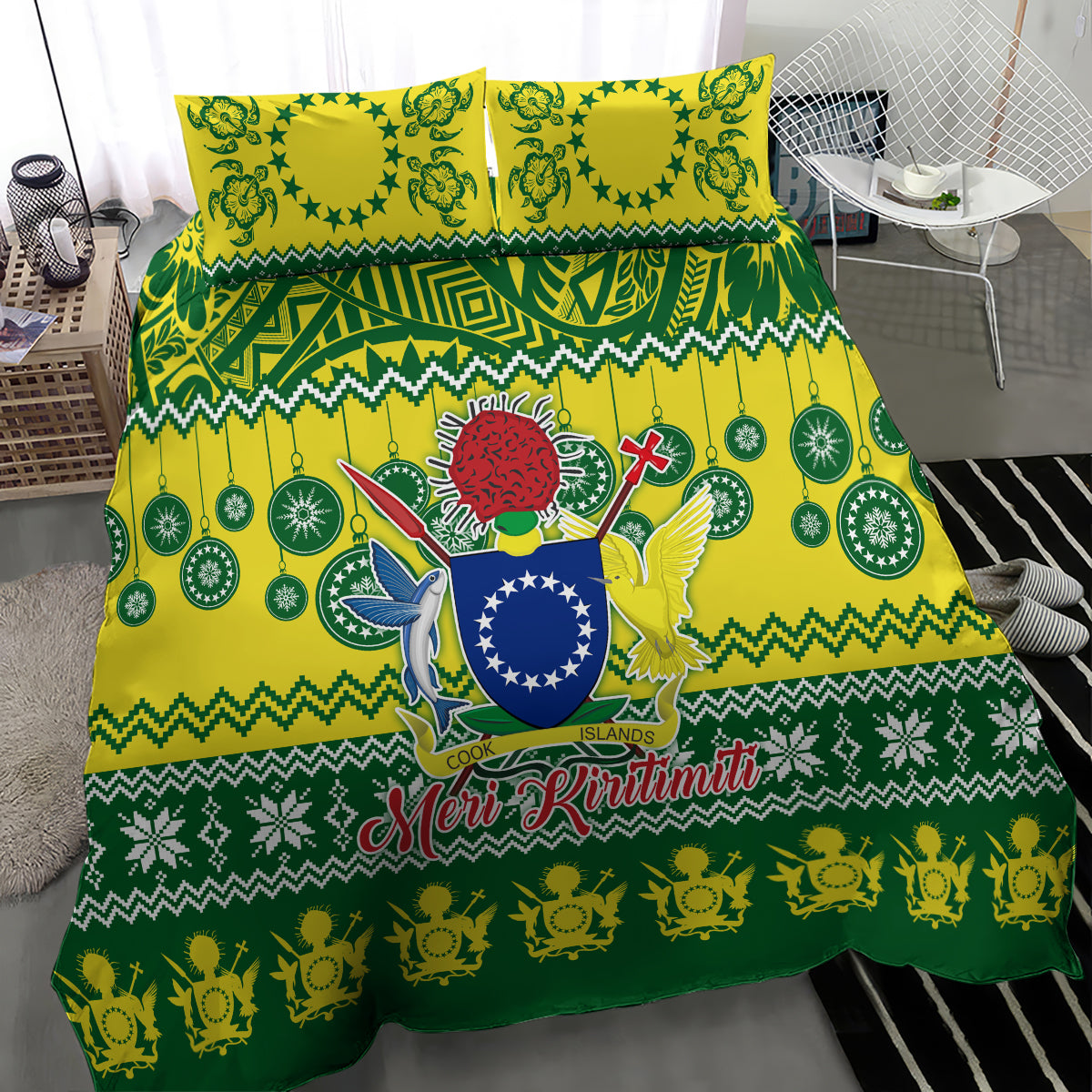 Cook Islands Christmas Bedding Set Santa Beach Meri Kiritimiti LT9 - Polynesian Pride