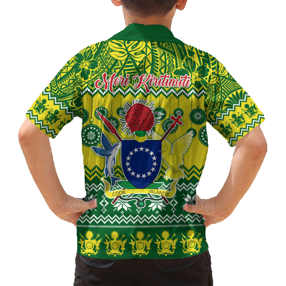 Cook Islands Christmas Kid Hawaiian Shirt Santa Beach Meri Kiritimiti LT9 - Polynesian Pride