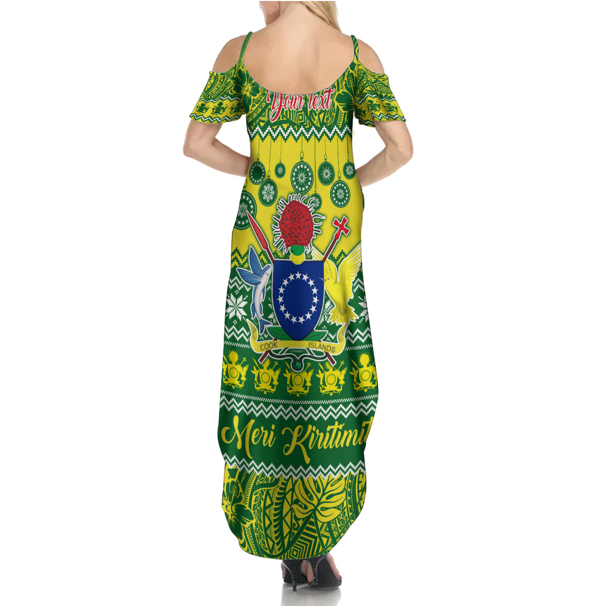 Personalised Cook Islands Christmas Family Matching Summer Maxi Dress and Hawaiian Shirt Santa Beach Meri Kiritimiti LT9 - Polynesian Pride