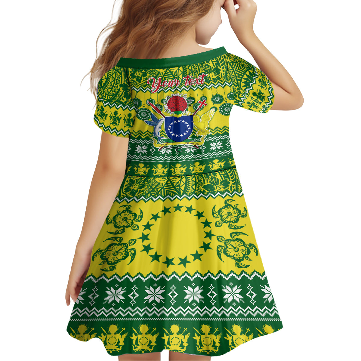 Personalised Cook Islands Christmas Kid Short Sleeve Dress Santa Beach Meri Kiritimiti LT9 - Polynesian Pride