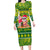Personalised Cook Islands Christmas Long Sleeve Bodycon Dress Santa Beach Meri Kiritimiti LT9 Long Dress Green - Polynesian Pride